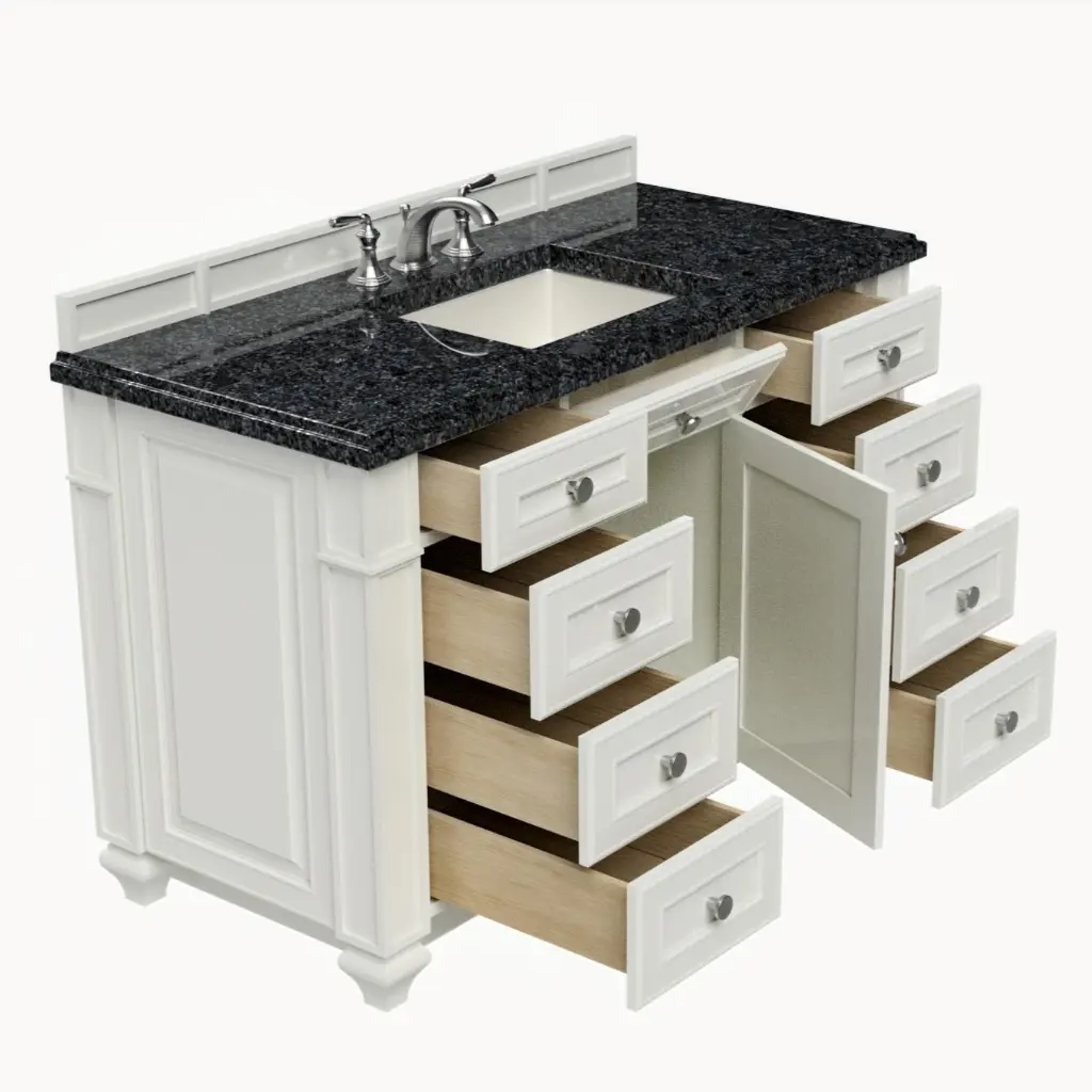 Heritage Collection 48in Single Basin Vanity - Iso Top Left Open 1x1.webp
